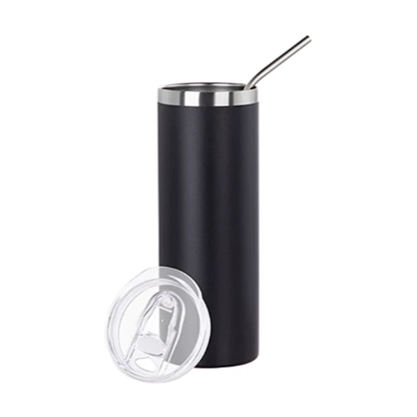 20oz Powder-Coated Stainless Steel Engraving Tumbler with Straw — Pack of 5