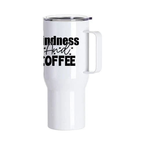 25oz Stainless Steel Sublimation Travel Tumbler with Metal Handle — Pack of 5