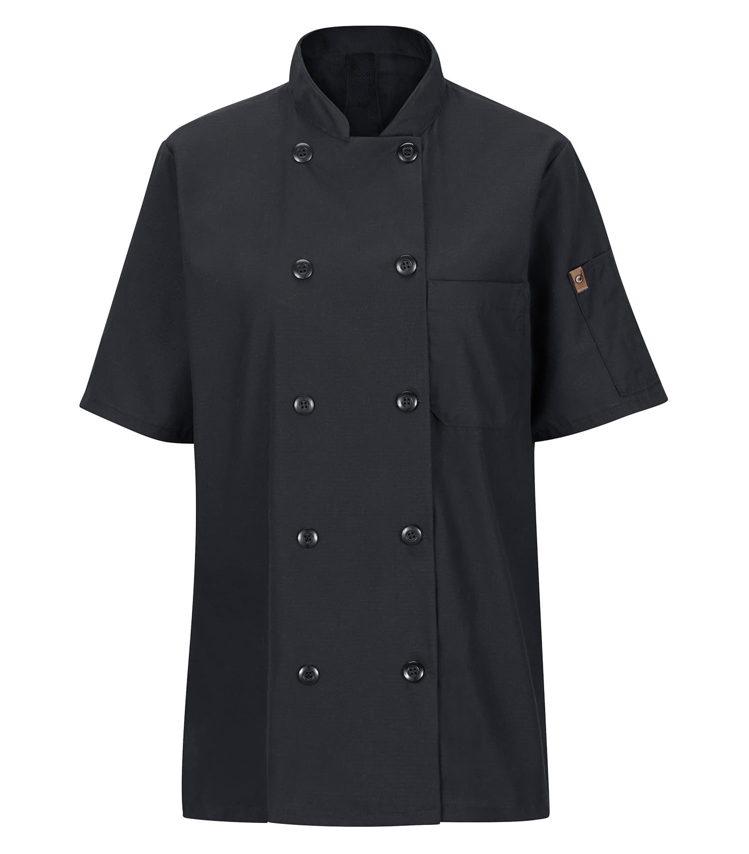 RED KAP® CHEF DESIGNS® LADIES' SHORT SLEEVE CHEF COAT WITH OILBLOK + MIMIX™. 045X - Special Order - Feature Item