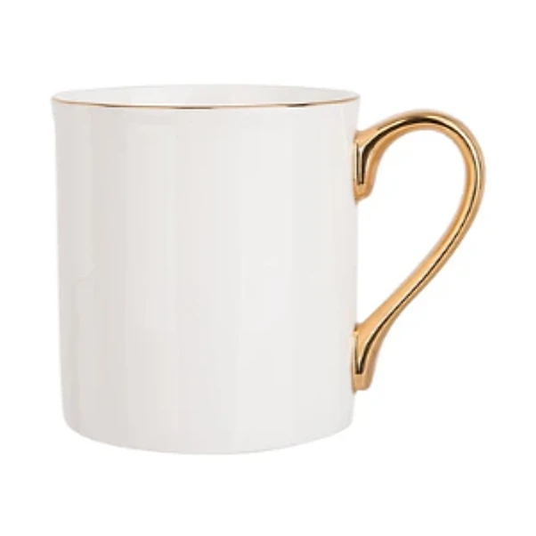 10oz Bone China Sublimation Mug with Gold Rim & Handle — Pack of 6