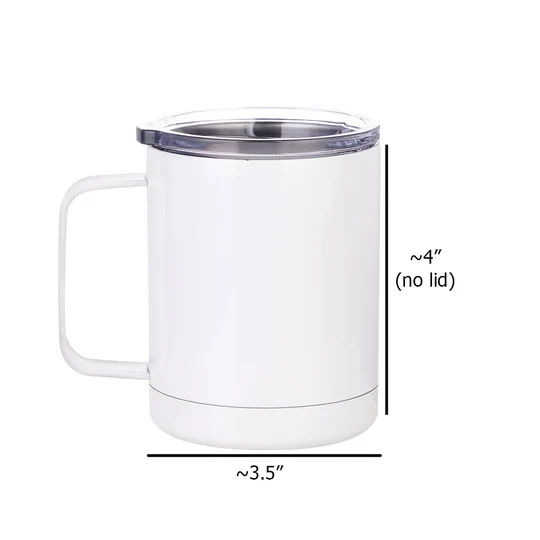 12oz Stainless Steel Sublimation Coffee Cup with Lid — Pack of 5
