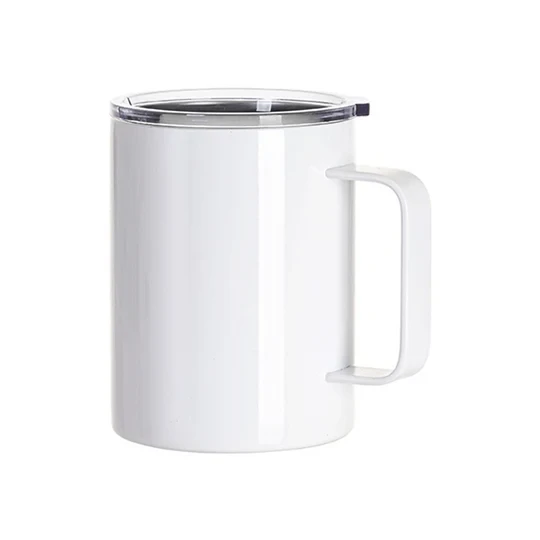 13oz Stainless Steel Sublimation Coffee Cup with Lid & Handle — Pack of 5