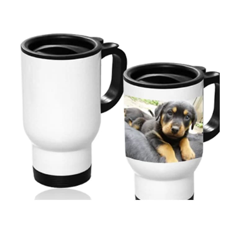 14oz White Stainless Steel Sublimation Travel Mug — Pack of 6