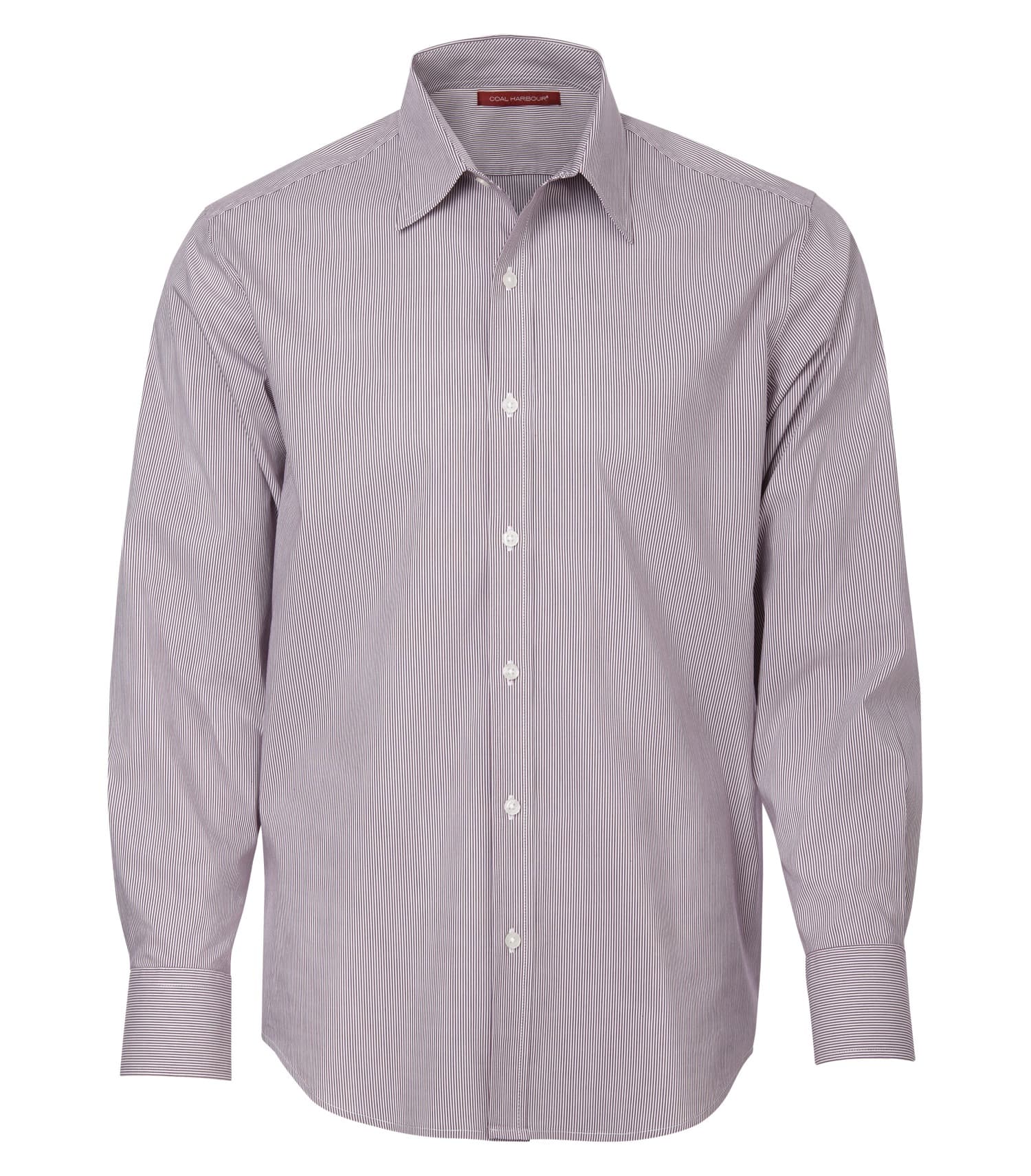 DISCONTINUED COAL HARBOUR® MINI STRIPE STRETCH WOVEN SHIRT in Aubergine Purple