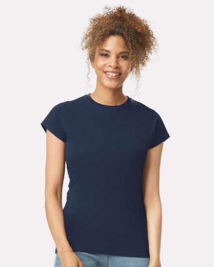 Gildan_64000L_Navy_Front_High_Model