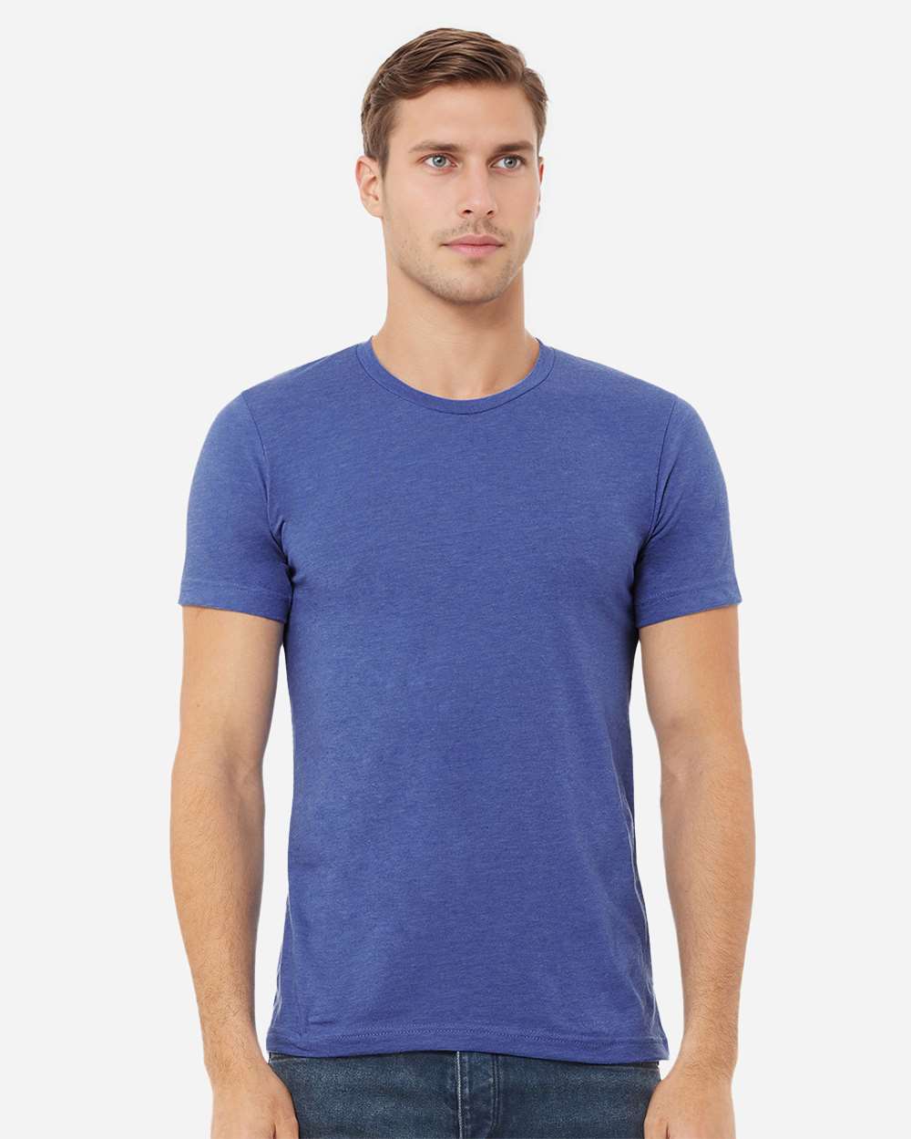 BELLA_+_CANVAS_3001CVC_Heather_True_Royal_Front_High_Model